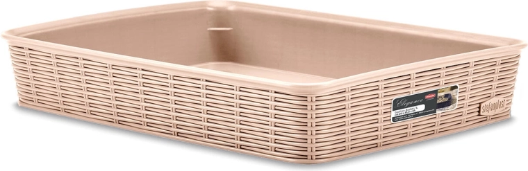Panier de rangement en plastique Elegance – Beige