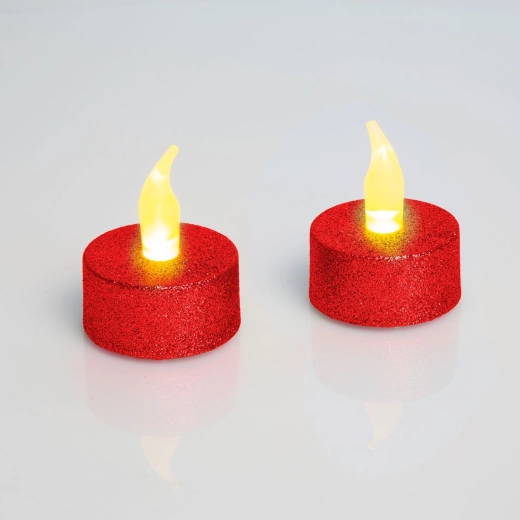 Bougies chauffe-plat LED rouges avec piles, 2 pièces