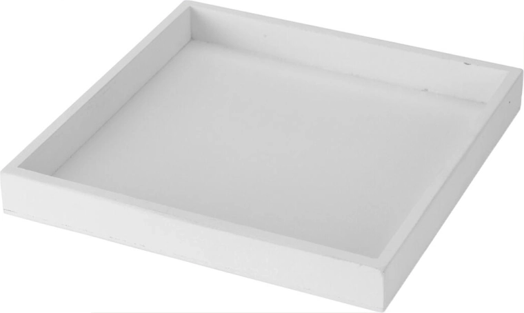 Plateau décoratif en bois 25 × 25 × 3 cm blanc