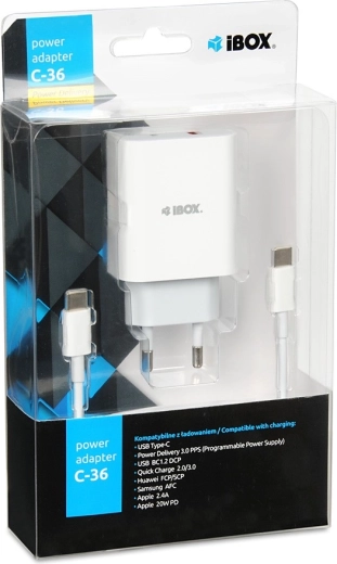 Chargeur secteur IBOX C-36 USB‑C PD 20 W