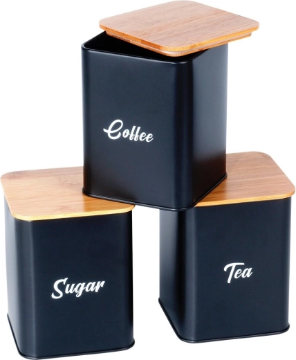 Ensemble stylé de boîtes pour sucre, café et thé