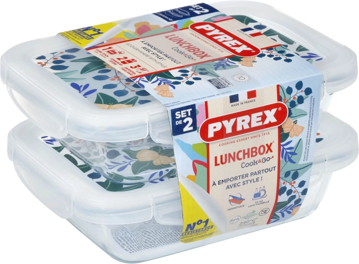 Set de 2 boîtes rectangulaires en verre PYREX 2 × 0,8 l