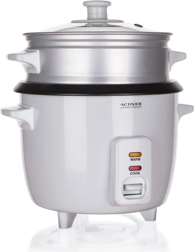 Cuiseur à riz 0,6 l avec panier vapeur et fonction Keep Warm, 300 W
