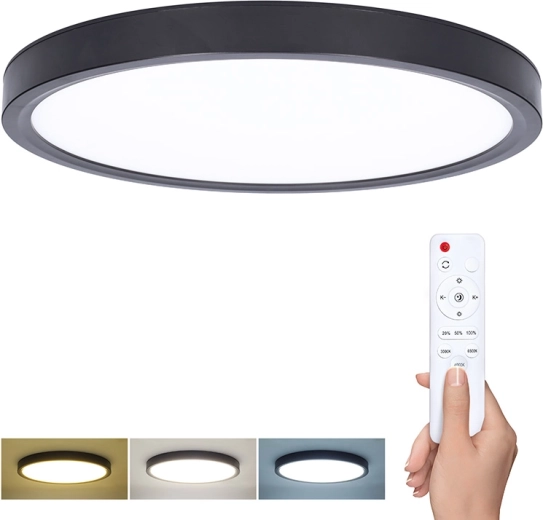 Plafonnier et applique LED Solight Estela Black avec télécommande, 36 W, 30 cm
