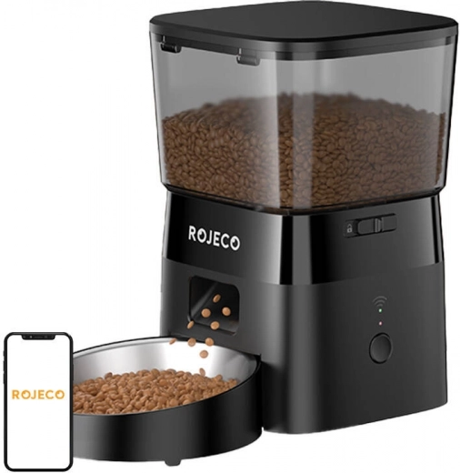 Distributeur automatique de nourriture Rojeco pour animaux de compagnie 2 l WiFi noir