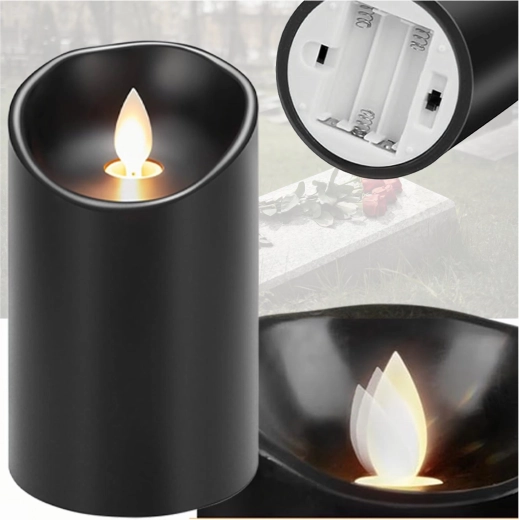 Recharge LED pour bougie funéraire avec effet de flamme, 12,5 cm