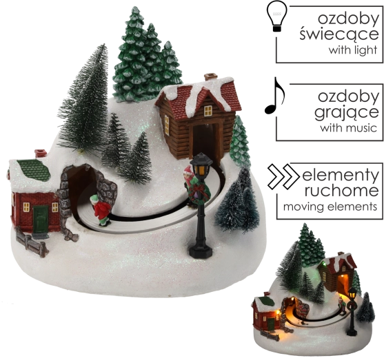 Boîte musicale LED de Noël avec village enneigé