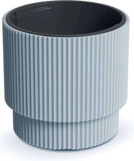 Cache-pot rainuré avec insert Milly 29,8 cm – gris clair