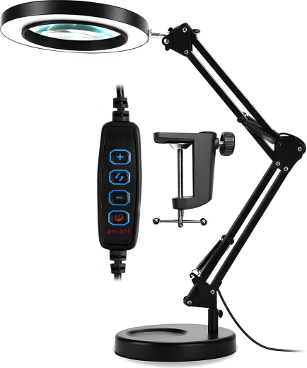 Lampe LED de bureau avec loupe