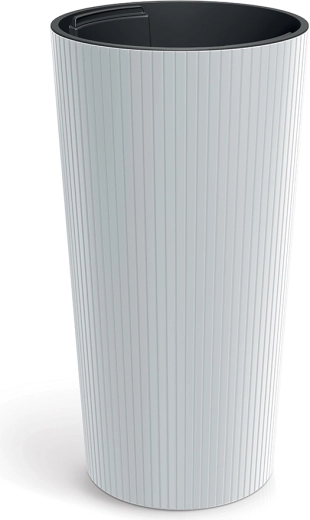 Pot de fleurs Lamia Slim 25 cm blanc avec insert