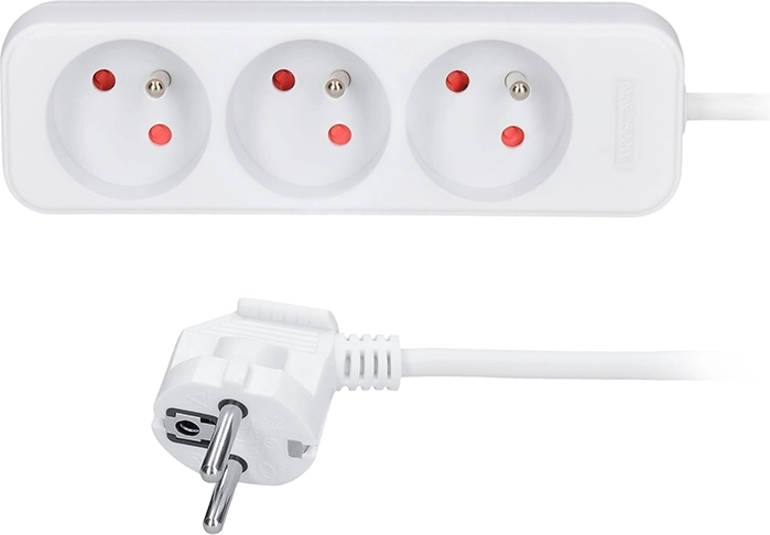 Câble prolongateur Solight 10 m, 3 prises, blanc