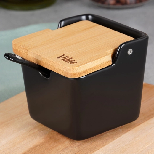 Couvercle basculant en bambou pour un accès rapide