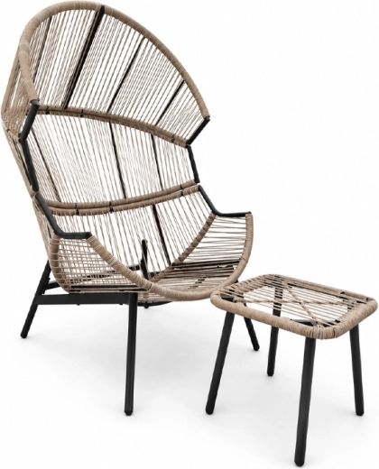 Fauteuil cocon et repose-pieds pour une détente complète