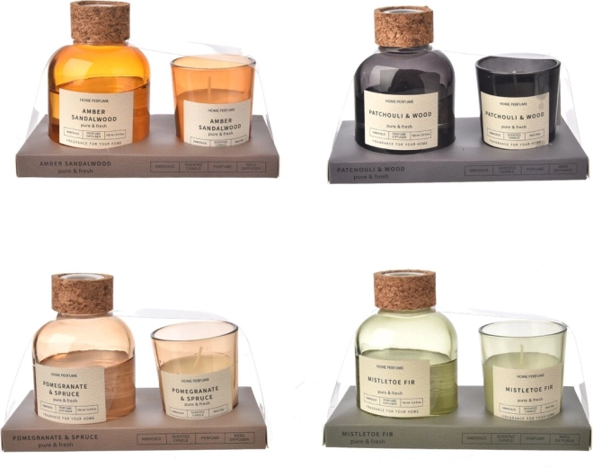 Coffret cadeau diffuseur et bougie parfumée marron 2×80 ml
