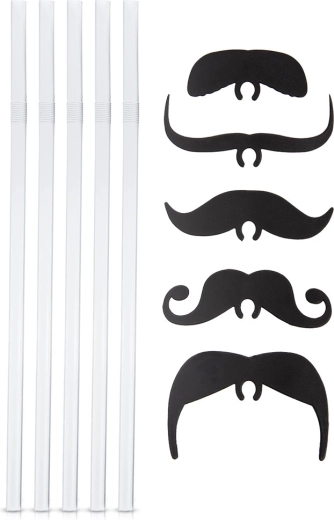 Set de pailles flexibles avec moustaches 5 pcs