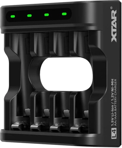 Chargeur d’accus XTAR L4 pour Li-ion 1,5 V et Ni-MH AA/AAA