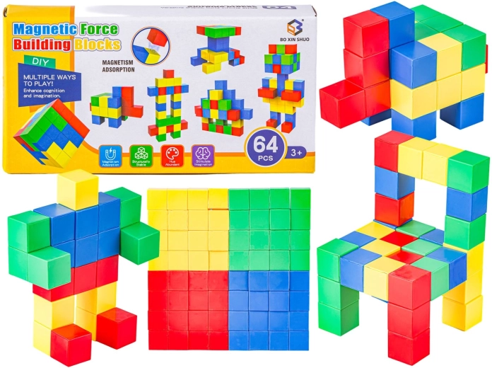 Blocs de construction magnétiques 3D – ensemble de 64 pièces