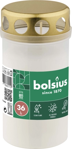 Bougie funéraire blanche 13 cm, durée 36 heures