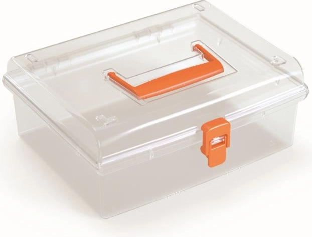 Organiseur en plastique avec couvercle transparent, orange 245 × 214 × 100 mm