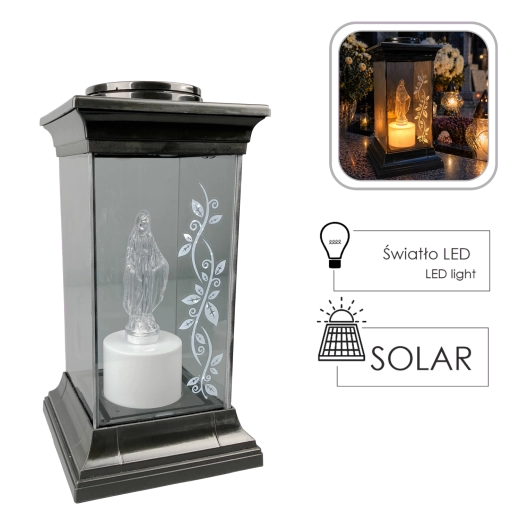 Lanterne solaire avec la Vierge Marie LED 28 cm