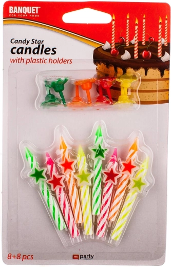 Bougies d’anniversaire en forme d’étoile - 8 pièces