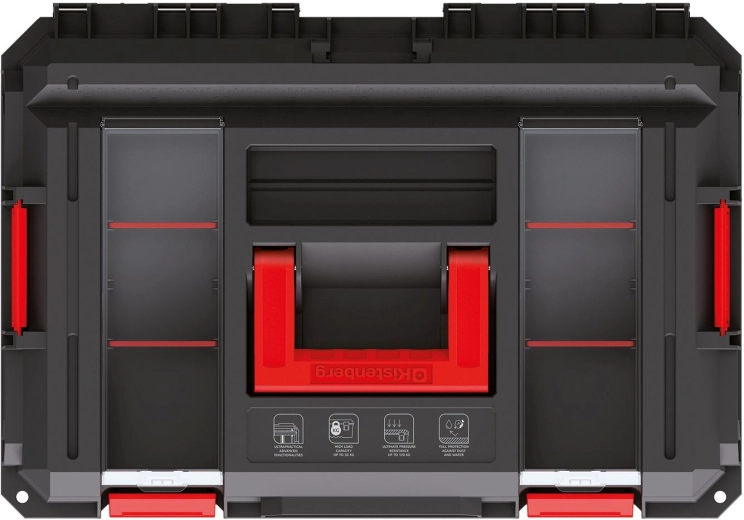 Couvercle avec rails en aluminium servant de table de travail