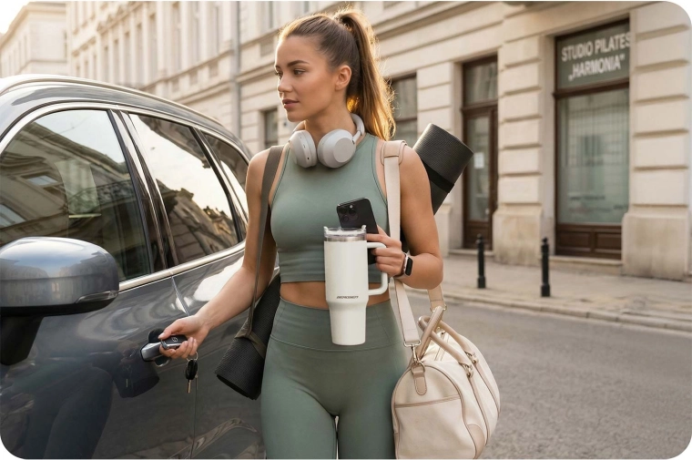 Conçu pour la route : stable dans le porte-gobelet de la voiture