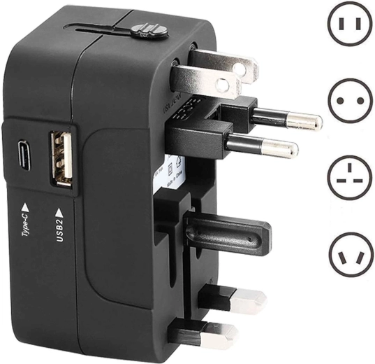 Prises US/UK/EU/AU dans un seul adaptateur