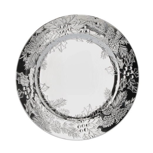 Sous-assiette ronde de fête 33 cm, argentée - 1 pièce