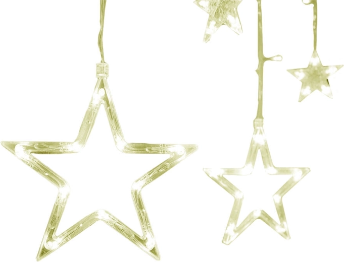 Rideau lumineux de Noël avec étoiles, 4,5 m, 138 LED