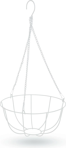 Panier métallique suspendu pour jardinière, 25 cm, blanc