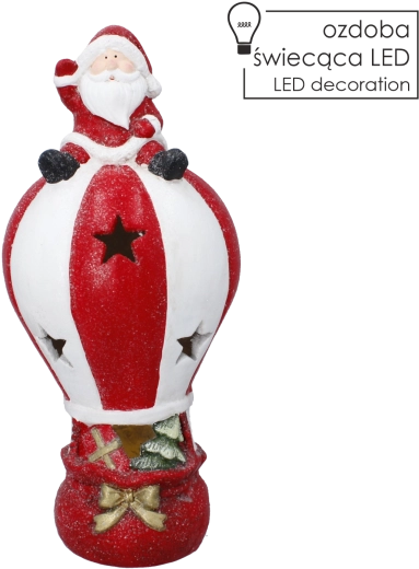 Figurine de Noël du Père Noël sur un ballon avec éclairage LED