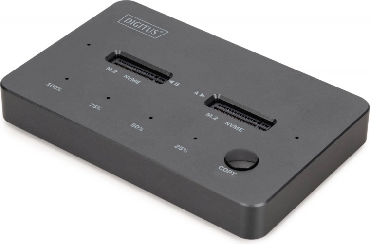 Station d’accueil Digitus pour SSD M.2 NVMe avec clonage hors ligne, USB‑C 3.2 Gen 2 10 Gb/s, noire