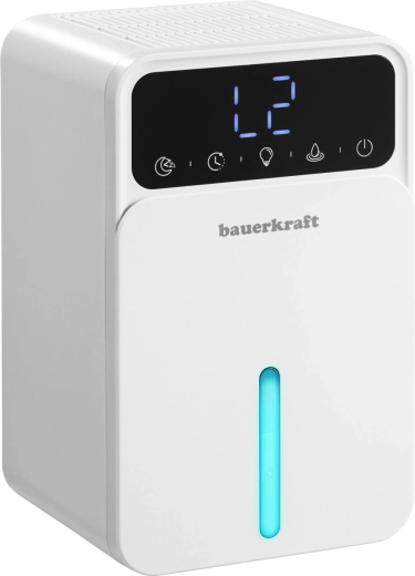 Bauerkraft mini déshumidificateur d’air compact et silencieux avec LED et commande tactile 1,2 l