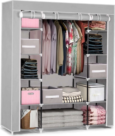 Armoire textile avec tiroirs Massido – gris