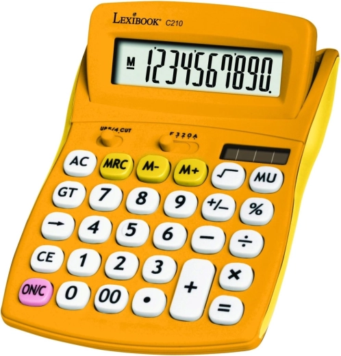 Lexibook calculatrice de poche 10 chiffres avec surface en silicone – jaune
