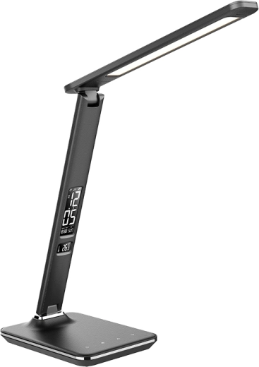 Lampe de bureau LED Solight avec écran 9 W en finition cuir noir