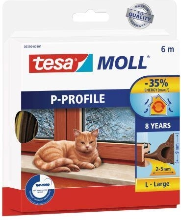 Joint pour fenêtres et portes profil P 9 × 5,5 mm, marron, 6 m