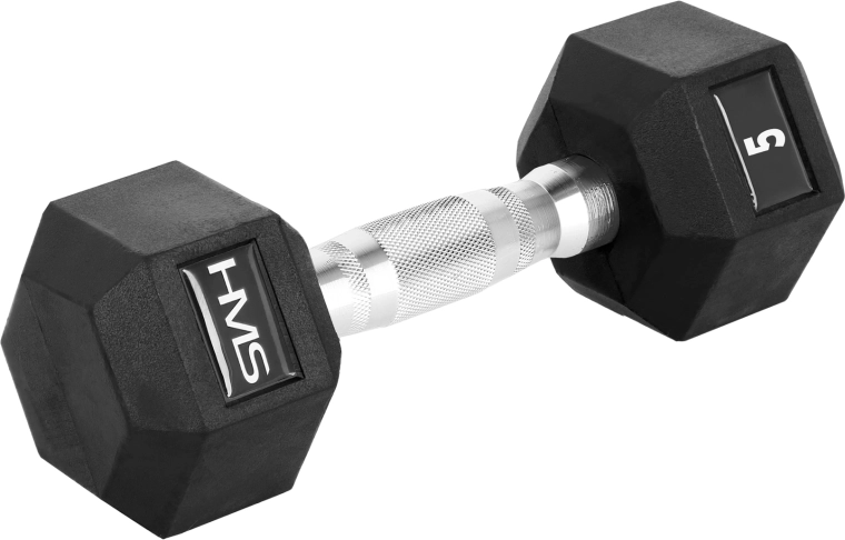 Haltère hexagonal caoutchouté HMS HEX PRO 5 kg