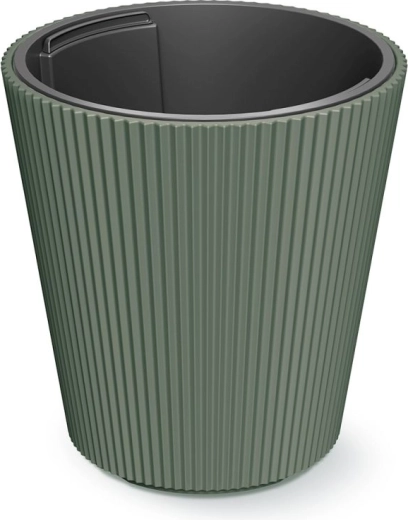 Pot de fleurs Milly avec insert 30 cm, vert foncé, résistant au gel et aux UV