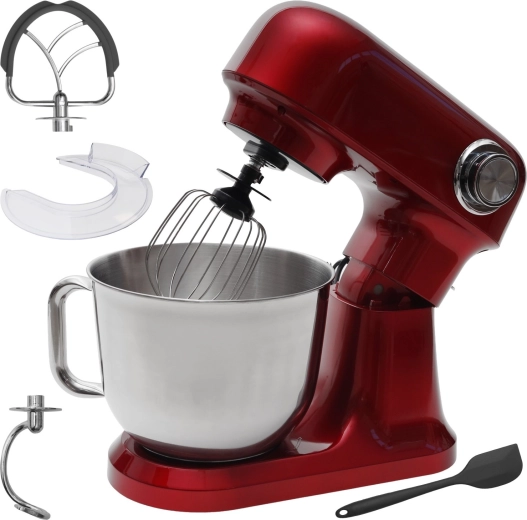 Robot de cuisine planétaire Bauerkraft avec bol 5 l, 1500 W, rouge