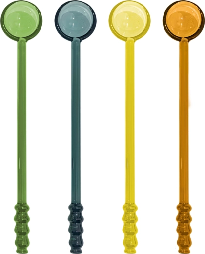 Ensemble de cuillères multicolores en verre borosilicaté - 4 pièces
