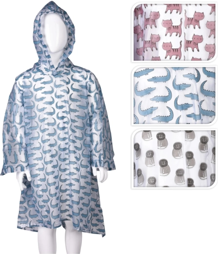Poncho imperméable pour enfants avec motif animalier - 1 pièce