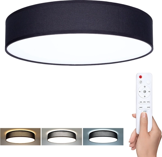 Plafonnier et applique LED Solight Penley avec télécommande, 48 W, 47 cm, noir