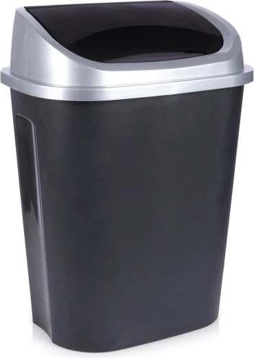 Poubelle en plastique avec couvercle basculant 50 l noire