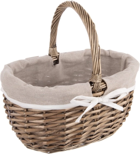 Panier de pique-nique en osier avec doublure en tissu 32,5 × 24 × 32 cm