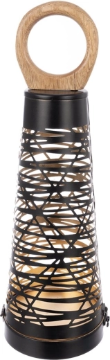 Bougeoir Cone en métal et bois noir-doré 43 cm