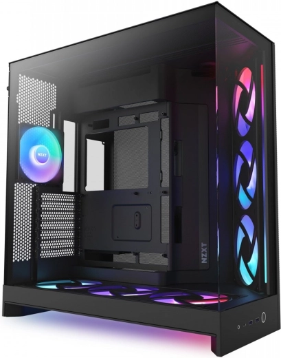 NZXT H9 Flow RGB+ boîtier Mid-Tower avec fenêtre, noir