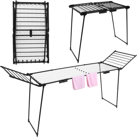 Séchoir à linge sur pied pliable avec ailes dépliables