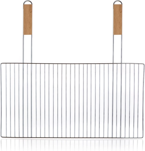 Grille de barbecue 57 × 30 cm avec poignées en bois